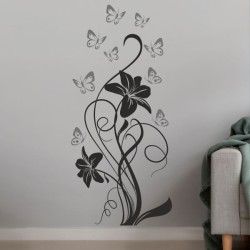 Wandaufkleber Wandtattoo Aufkleber Wand 2farbig Blumen Ranke Dekor Tattoo Musik Swing Noten Blüten Blumen Landschaft Rosen Liebe