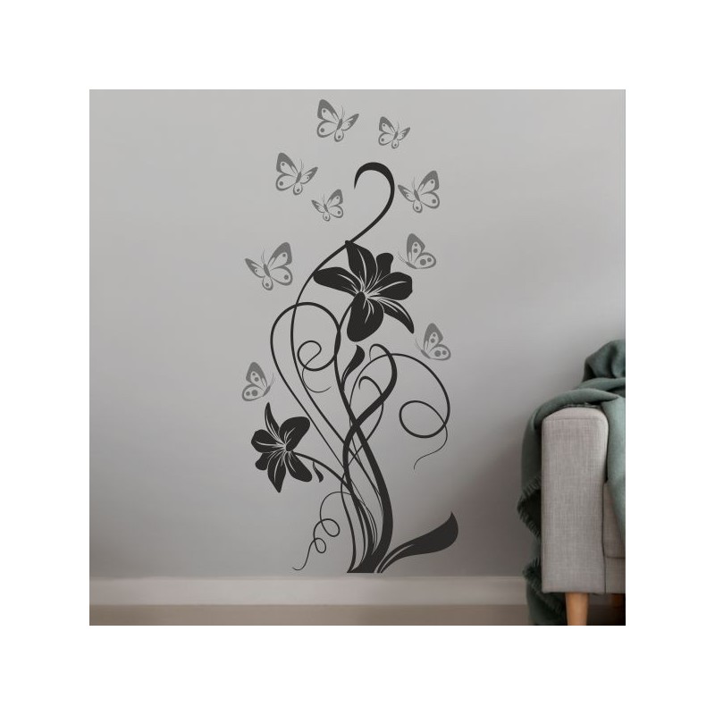 Wandaufkleber Wandtattoo Aufkleber Wand 2farbig Blumen Ranke Dekor Tattoo Musik Swing Noten Blüten Blumen Landschaft Rosen Liebe