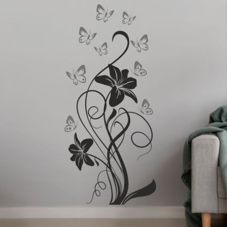 Wandaufkleber Wandtattoo Aufkleber Wand 2farbig Blumen Ranke Dekor Tattoo Musik Swing Noten Blüten Blumen Landschaft Rosen Liebe