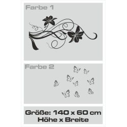 Wandaufkleber Wandtattoo Aufkleber Wand 2farbig Blumen Ranke Dekor Tattoo Musik Swing Noten Blüten Blumen Landschaft Rosen Liebe