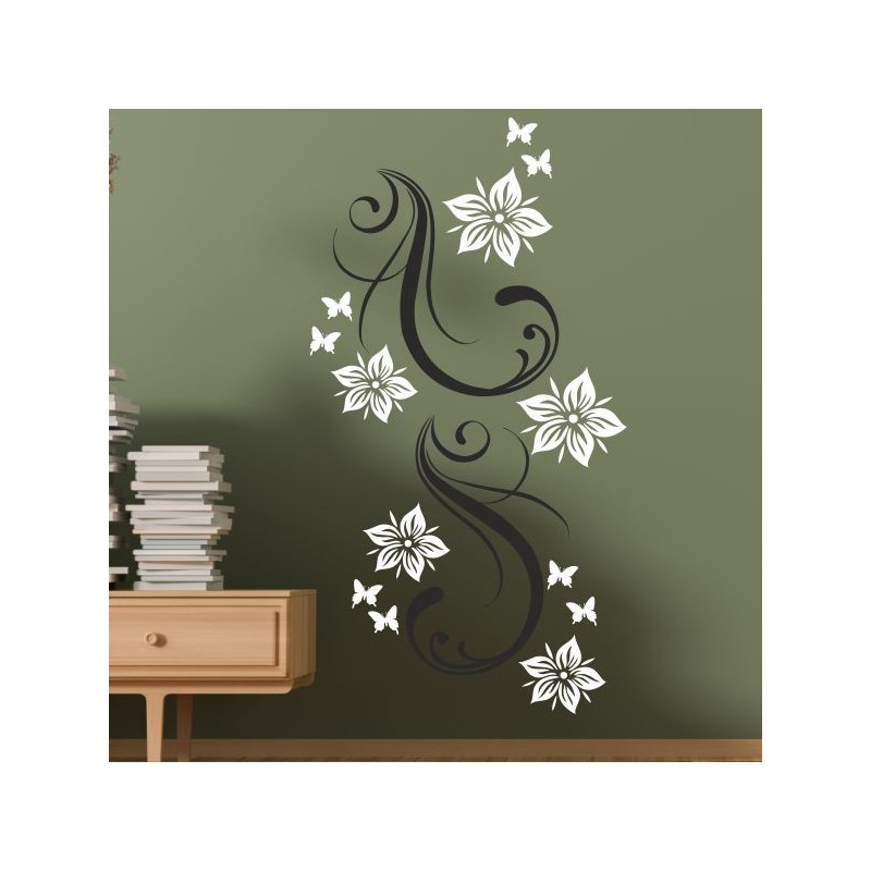 Wandaufkleber Wandtattoo Aufkleber Wand 2farbig Blumen Ranke Dekor Tattoo Musik Swing Noten Blüten Blumen Landschaft Rosen Liebe