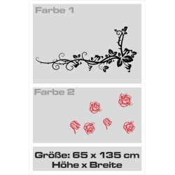 Wandaufkleber Wandtattoo Aufkleber Wand 2farbig Blumen Ranke Dekor Tattoo Musik Swing Noten Blüten Blumen Landschaft Rosen Liebe