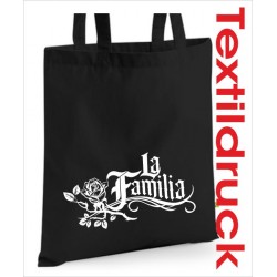 Stoffbeutel La Familia Familie Family Baumwolltasche Bio Tasche bedruckt Jute Aufdruck lange Hänkel