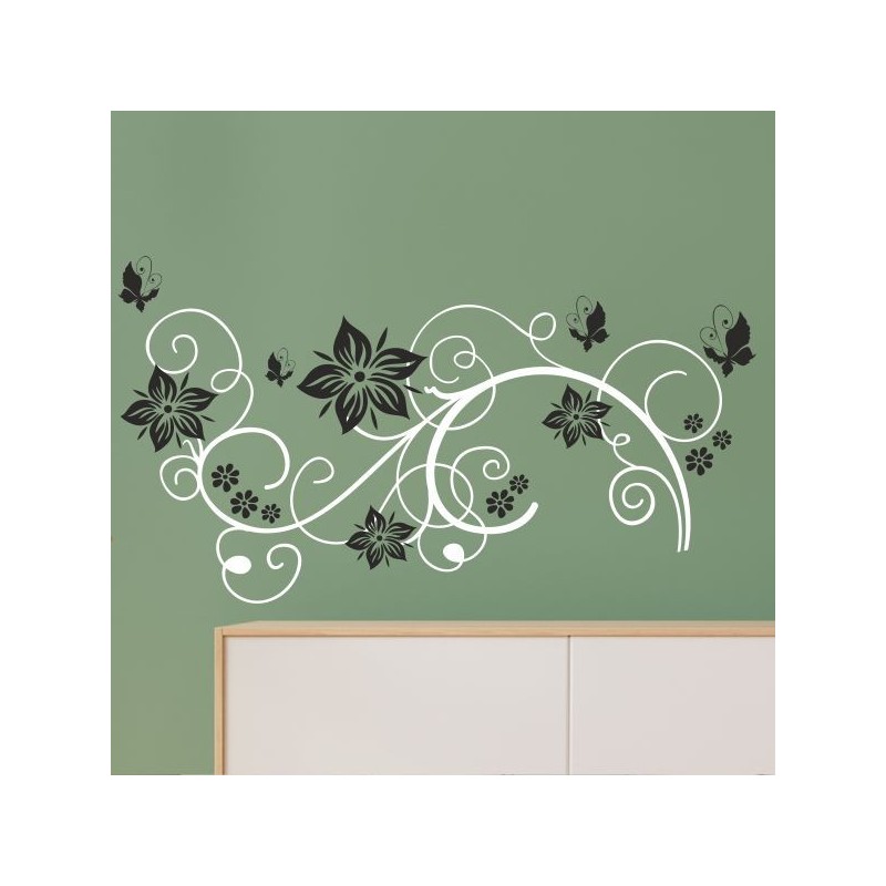Wandaufkleber Wandtattoo Aufkleber Wand 2farbig Blumen Ranke Dekor Tattoo Musik Swing Noten Blüten Blumen Landschaft Rosen Liebe
