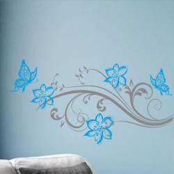 Wandaufkleber Wandtattoo Aufkleber Wand 2farbig Blumen Ranke Dekor Tattoo Musik Swing Noten Blüten Blumen Landschaft Rosen Liebe