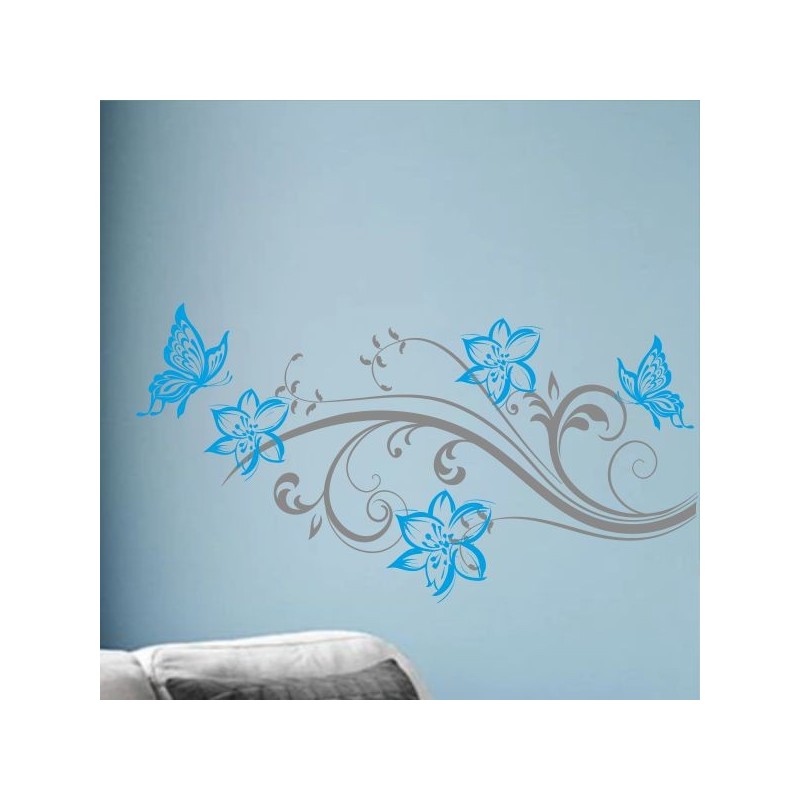 Wandaufkleber Wandtattoo Aufkleber Wand 2farbig Blumen Ranke Dekor Tattoo Musik Swing Noten Blüten Blumen Landschaft Rosen Liebe