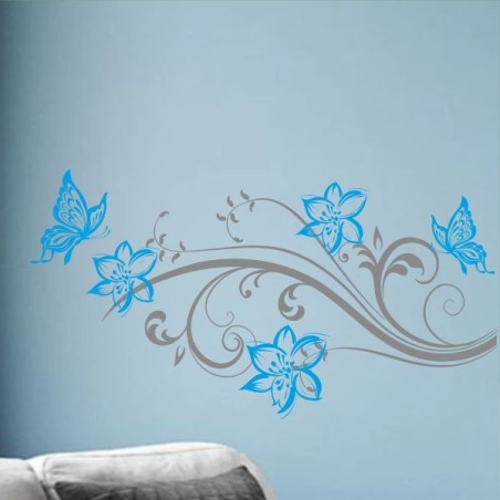 Wandaufkleber Wandtattoo Aufkleber Wand 2farbig Blumen Ranke Dekor Tattoo Musik Swing Noten Blüten Blumen Landschaft Rosen Liebe
