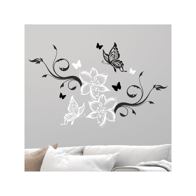 Wandaufkleber Wandtattoo Aufkleber Wand 2farbig Blumen Ranke Dekor Tattoo Musik Swing Noten Blüten Blumen Landschaft Rosen Liebe