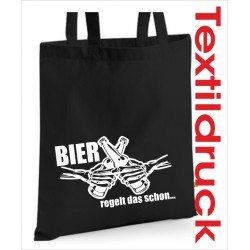 Stoffbeutel Baumwolltasche Bier regelt das schon Party Fun Bio Shopping Beutel Einkauf Tasche Sack bedruckt Jute Aufdruck