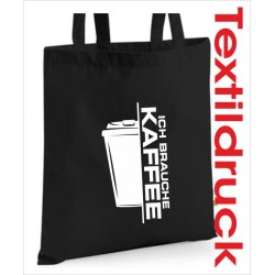 Stoffbeutel Baumwolltasche brauche KAFFEE Coffee to go Bio Shopping Beutel Einkauf Tasche Sack bedruckt Jute Aufdruck