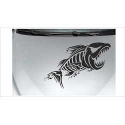 Aufkleber Auto Fisch Fischgräte Bones Piranha Fahrzeug Sticker Car Style