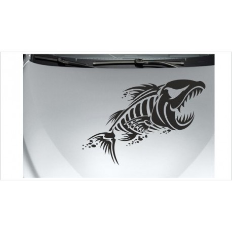 Aufkleber Auto Fisch Fischgräte Bones Piranha Fahrzeug Sticker Car Style
