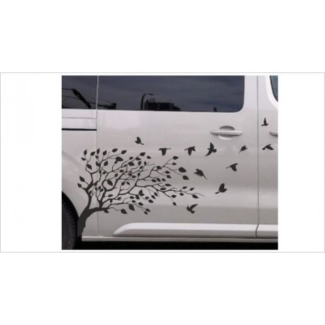 Baum Ast Zweig Möwe Vögel Schwalbe Blätter Aufkleber SET Auto Tattoo Car Style Sticker