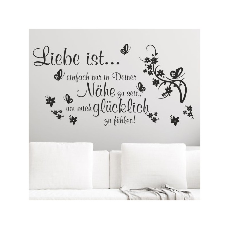 Wandaufkleber Wandtattoo Aufkleber Wand Liebe ist.. Endlosschleife Wunschnamen Ehepartner Verliebte Sprüche Familie Worte Herz