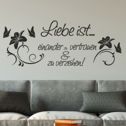 Wandaufkleber Wandtattoo Aufkleber Wand Liebe ist.. Endlosschleife Wunschnamen Ehepartner Verliebte Sprüche Familie Worte Herz