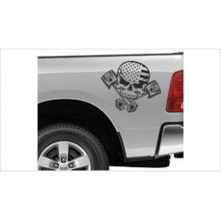 Pick Up Dodge RAM Totenkopf Kolben Flagge Muscle Car Aufkleber SET Auto Tattoo Car Style Sticker