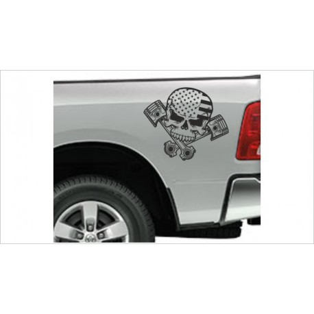 Pick Up Dodge RAM Totenkopf Kolben Flagge Muscle Car Aufkleber SET Auto Tattoo Car Style Sticker