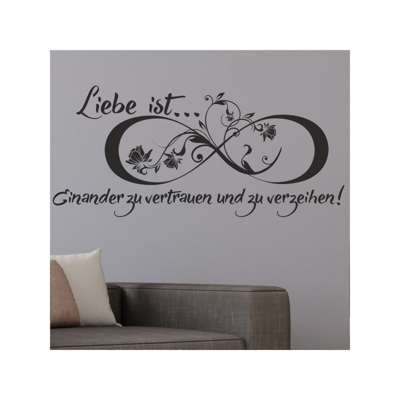 Wandaufkleber Wandtattoo Aufkleber Wand Liebe ist.. Endlosschleife Wunschnamen Ehepartner Verliebte Sprüche Familie Worte Herz