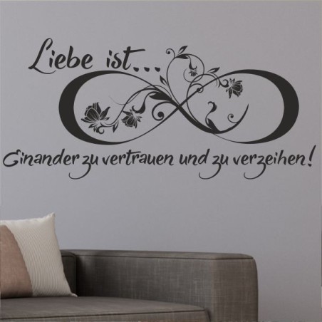 Wandaufkleber Wandtattoo Aufkleber Wand Liebe ist.. Endlosschleife Wunschnamen Ehepartner Verliebte Sprüche Familie Worte Herz