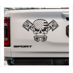 Pick Up Dodge RAM Amerika Flagge Totenkopf Kolben Muscle Car Aufkleber Auto Tattoo Car Style Sticker