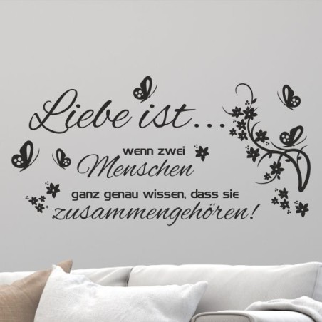 Wandaufkleber Wandtattoo Aufkleber Wand Liebe ist.. Endlosschleife Wunschnamen Ehepartner Verliebte Sprüche Familie Worte Herz