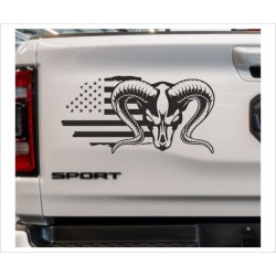 Pick Up Dodge RAM Amerika Flagge Widder Skull Muscle Car Aufkleber Auto Tattoo Car Style Sticker