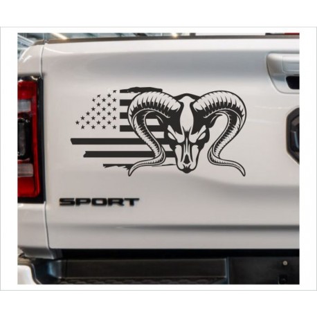 Pick Up Dodge RAM Amerika Flagge Widder Skull Muscle Car Aufkleber SET Auto Tattoo Car Style Sticker