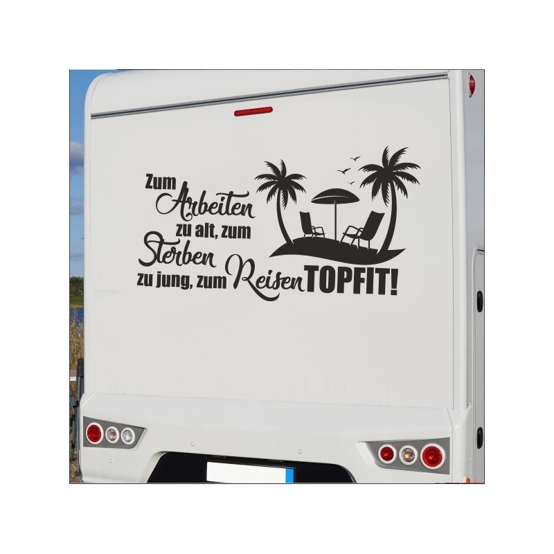 Aufkleber Wohnmobil Wohnwagen Reise Camping Auto Reisemobil Möwe Meer Kompass Globus Strand Palme Urlaub Spruch Familie Zuhause