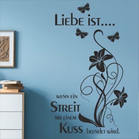 Wandaufkleber Wandtattoo Aufkleber Wand Liebe ist.. Endlosschleife Wunschnamen Ehepartner Verliebte Sprüche Familie Worte Herz
