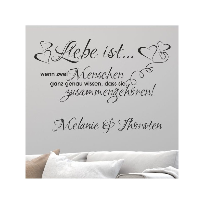 Wandaufkleber Wandtattoo Aufkleber Wand Liebe ist.. Endlosschleife Wunschnamen Ehepartner Verliebte Sprüche Familie Worte Herz