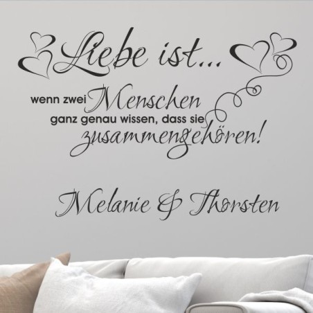 Wandaufkleber Wandtattoo Aufkleber Wand Liebe ist.. Endlosschleife Wunschnamen Ehepartner Verliebte Sprüche Familie Worte Herz