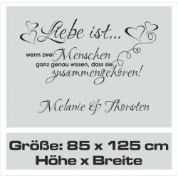 Wandaufkleber Wandtattoo Aufkleber Wand Liebe ist.. Endlosschleife Wunschnamen Ehepartner Verliebte Sprüche Familie Worte Herz