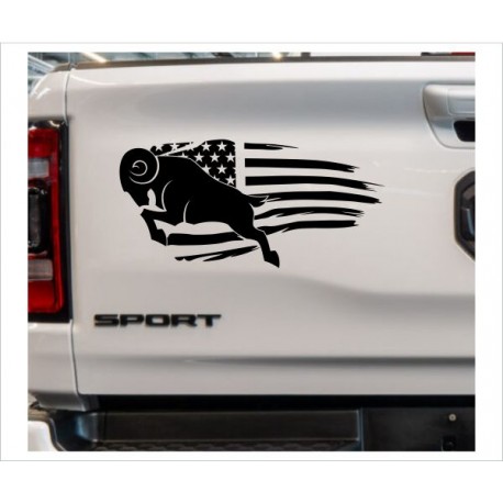 Pick Up Dodge RAM Amerika Flagge Widder Power Muscle Car Aufkleber SET Auto Tattoo Car Style Sticker