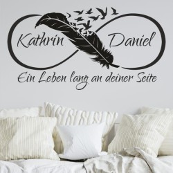 Wandaufkleber Wandtattoo Aufkleber Wand Liebe ist.. Endlosschleife Wunschnamen Ehepartner Verliebte Sprüche Familie Worte Herz