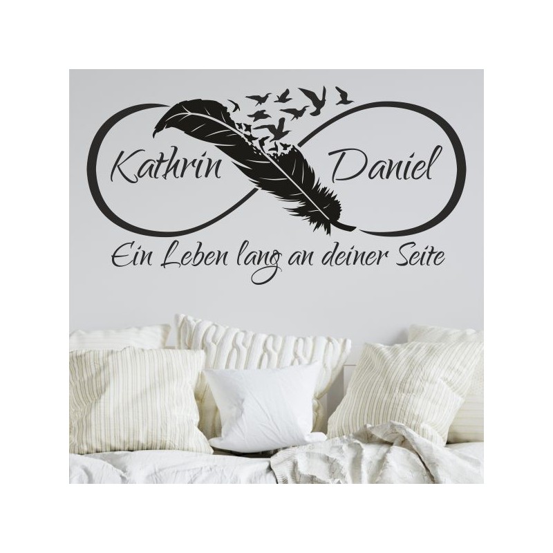 Wandaufkleber Wandtattoo Aufkleber Wand Liebe ist.. Endlosschleife Wunschnamen Ehepartner Verliebte Sprüche Familie Worte Herz