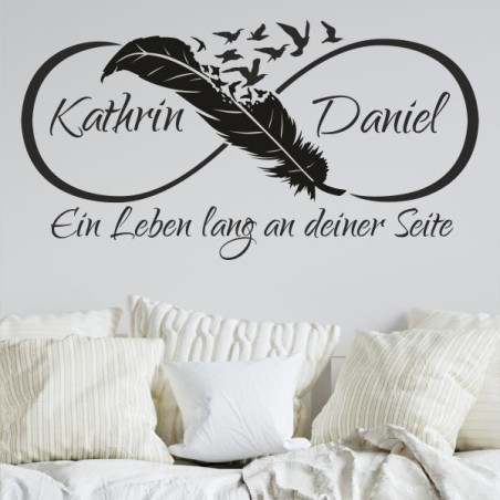Wandaufkleber Wandtattoo Aufkleber Wand Liebe ist.. Endlosschleife Wunschnamen Ehepartner Verliebte Sprüche Familie Worte Herz