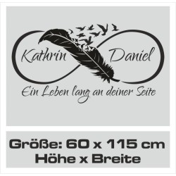 Wandaufkleber Wandtattoo Aufkleber Wand Liebe ist.. Endlosschleife Wunschnamen Ehepartner Verliebte Sprüche Familie Worte Herz