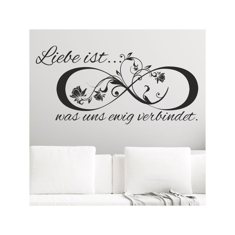 Wandaufkleber Wandtattoo Aufkleber Wand Liebe ist.. Endlosschleife Wunschnamen Ehepartner Verliebte Sprüche Familie Worte Herz