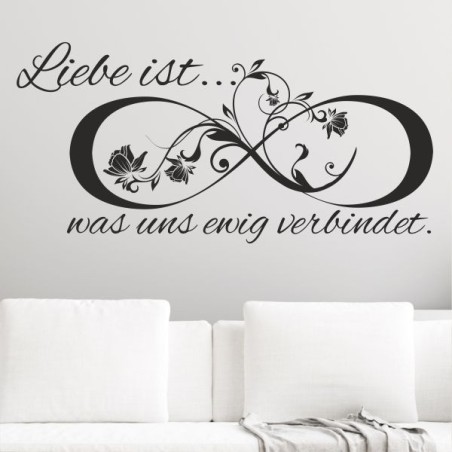 Wandaufkleber Wandtattoo Aufkleber Wand Liebe ist.. Endlosschleife Wunschnamen Ehepartner Verliebte Sprüche Familie Worte Herz