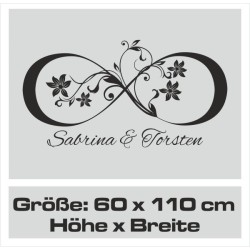 Wandaufkleber Wandtattoo Aufkleber Wand Liebe ist.. Endlosschleife Wunschnamen Ehepartner Verliebte Sprüche Familie Worte Herz