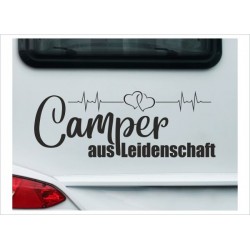 Wohnmobil Aufkleber Camper aus Leidenschaft Herz Herzschlag  Wohnwagen Camper Camping Auto WOMO