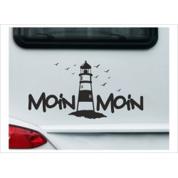 Wohnmobil Aufkleber Leuchtturm Möwen Moin Moin  Wohnwagen Camper Camping Auto WOMO