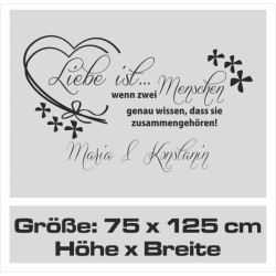 Wandaufkleber Wandtattoo Aufkleber Wand Liebe ist.. Endlosschleife Wunschnamen Ehepartner Verliebte Sprüche Familie Worte Herz