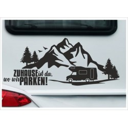 Wohnmobil Aufkleber Berge Zuhause Parken Landschaft Wohnwagen Camper Camping Auto WOM