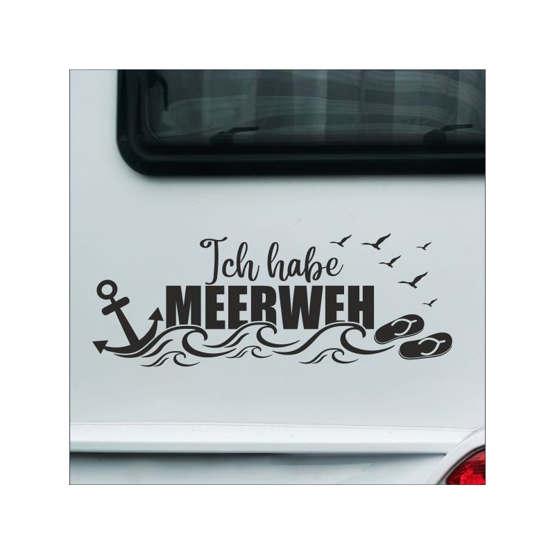 Aufkleber Wohnmobil Wohnwagen Reise Camping Auto Reisemobil Möwe Meer Kompass Globus Strand Palme Urlaub Spruch Familie Zuhause