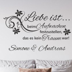 Wandaufkleber Wandtattoo Aufkleber Wand Liebe ist.. Endlosschleife Wunschnamen Ehepartner Verliebte Sprüche Familie Worte Herz