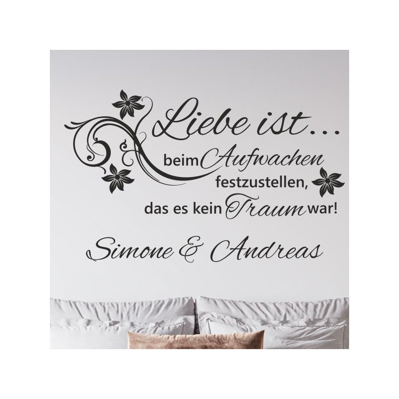 Wandaufkleber Wandtattoo Aufkleber Wand Liebe ist.. Endlosschleife Wunschnamen Ehepartner Verliebte Sprüche Familie Worte Herz