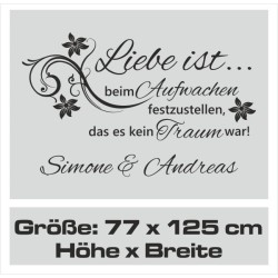 Wandaufkleber Wandtattoo Aufkleber Wand Liebe ist.. Endlosschleife Wunschnamen Ehepartner Verliebte Sprüche Familie Worte Herz