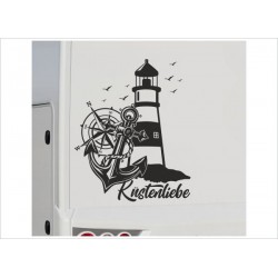 Wohnmobil Aufkleber Küstenliebe Kompass Anker Leuchtturm Wohnwagen Camper Camping Auto WOMO
