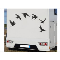 Wohnmobil Aufkleber SET 6x Möwen Schwalben Frei & Wild Wohnwagen Camper Camping Auto WOMO